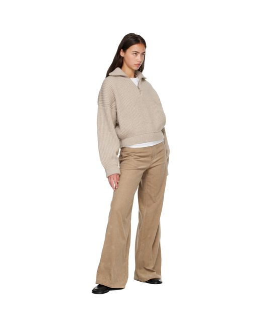 &Daughter Natural Rowan Rib Half Zip Sweater