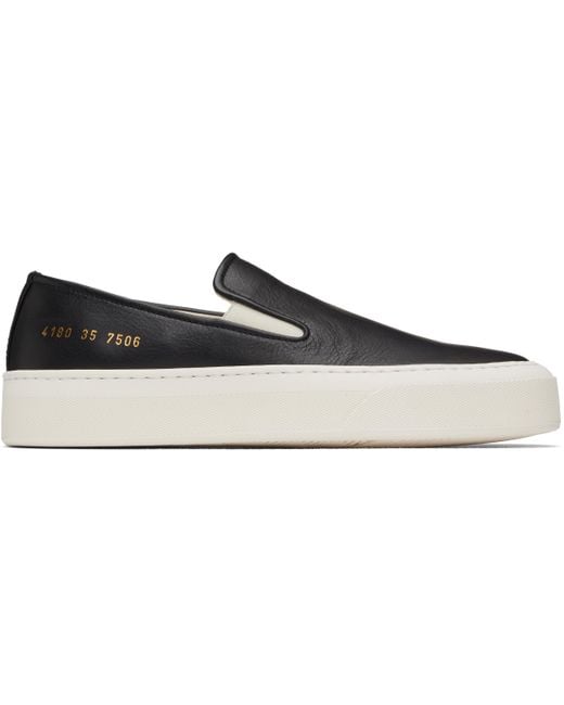 Common Projects Black Leather Slip-On Sneakers