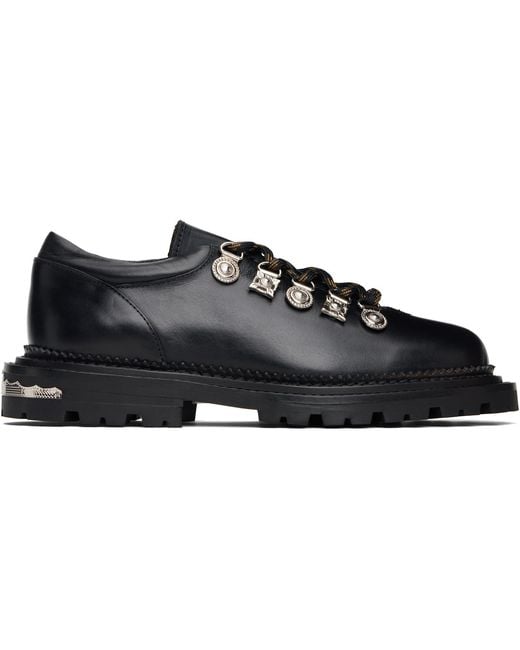 Toga Black Hard Leather Oxfords