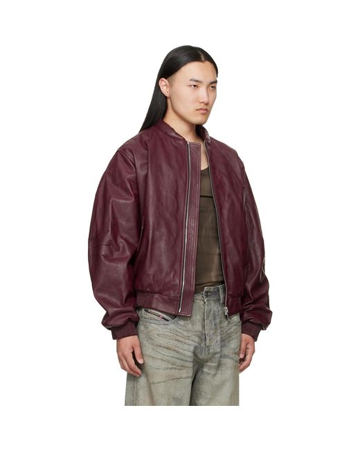 424 Red Leather Bomber Jacket for men