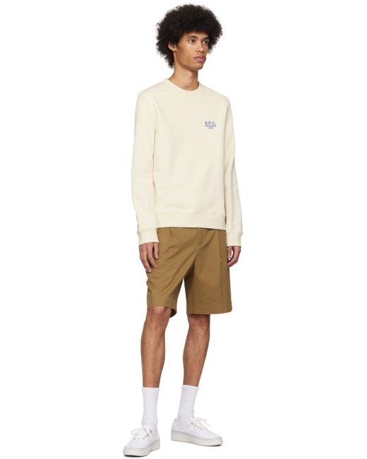 A.P.C. Natural . Tan Pleated Shorts for men