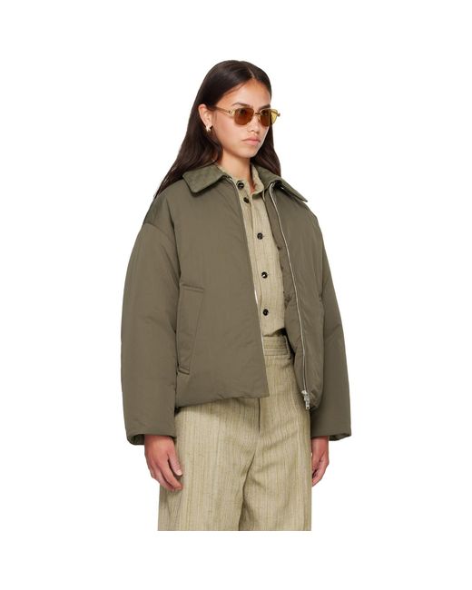 Bottega Veneta Brown Khaki Tech Nylon Down Puffer Jacket