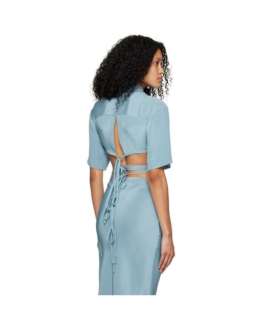 Christopher Esber Blue Crop Tie Shirt