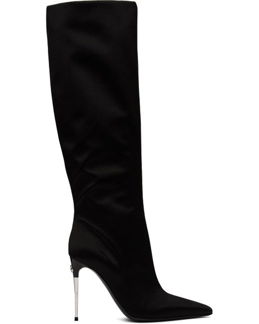 Dolce & Gabbana Black Satin Tall Boots