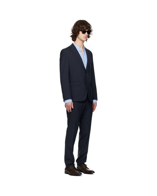 Boss Black Wool Ripstop Suit for men
