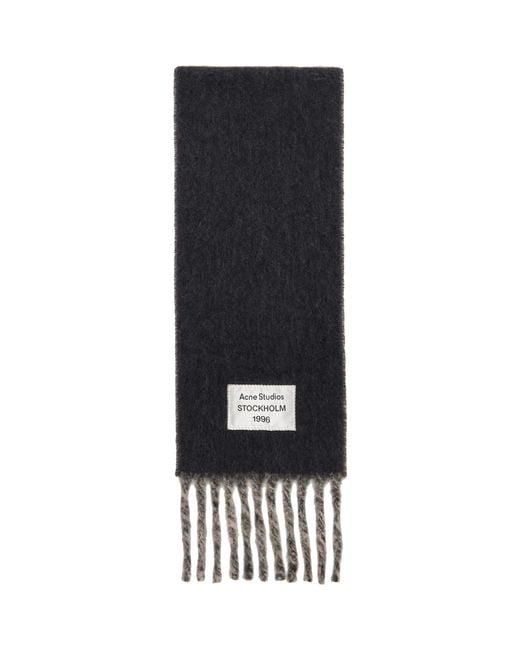 Acne Black Bicolour Alpaca Scarf for men