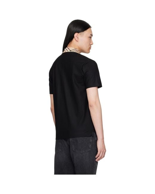 Burberry Black Check Collar Cotton Polo for men