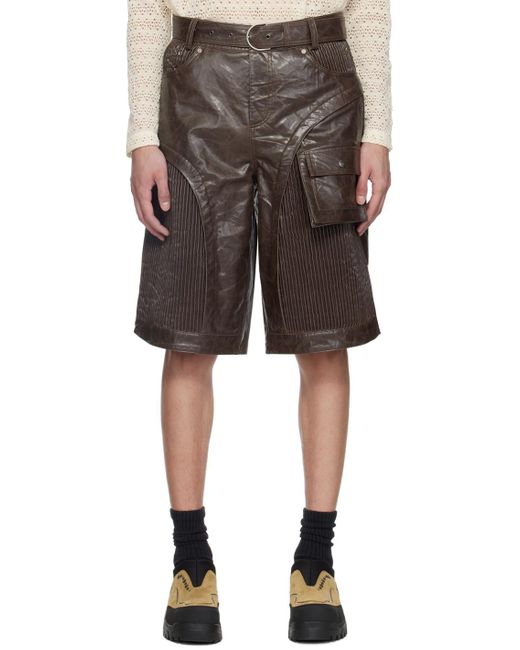 ANDERSSON BELL Black Sunbird Faux-leather Shorts for men