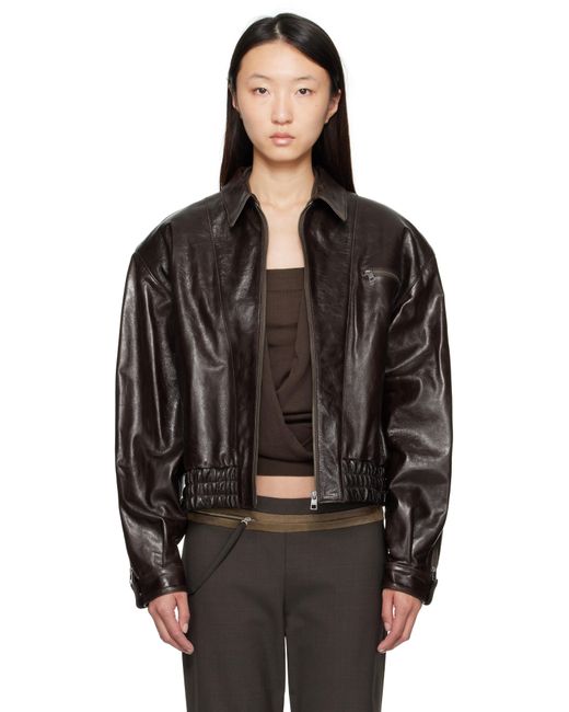 Paloma Wool Black Mini Lora Leather Jacket