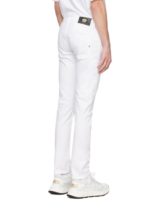 Jean ajusté blanc Versace pour homme en coloris White