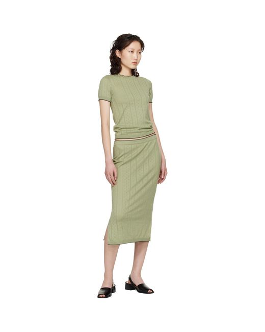 B.B. Wallace Green Khaki Serra Midi Skirt
