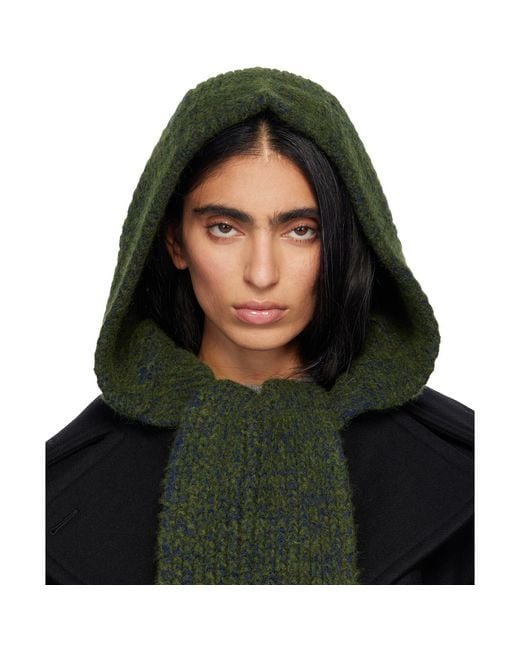 Dries Van Noten Black Hooded Wool Scarf