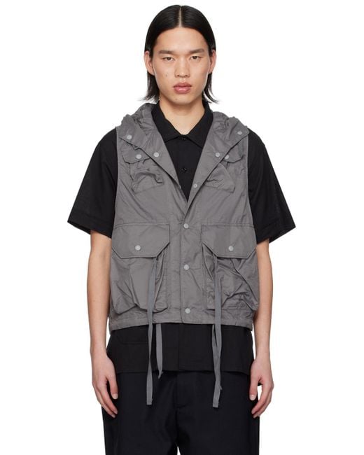 Engineered Garments Black Hooded Vest for men