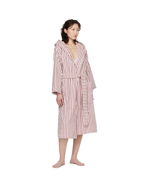 Tekla Pink Terry Hooded Bathrobe