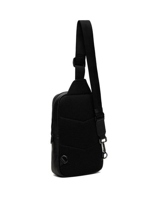 HUGO Black Stacked-Logo Mono Strap Bag for men