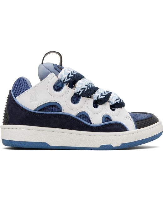 Lanvin Blue Curb Leather Sneakers for men