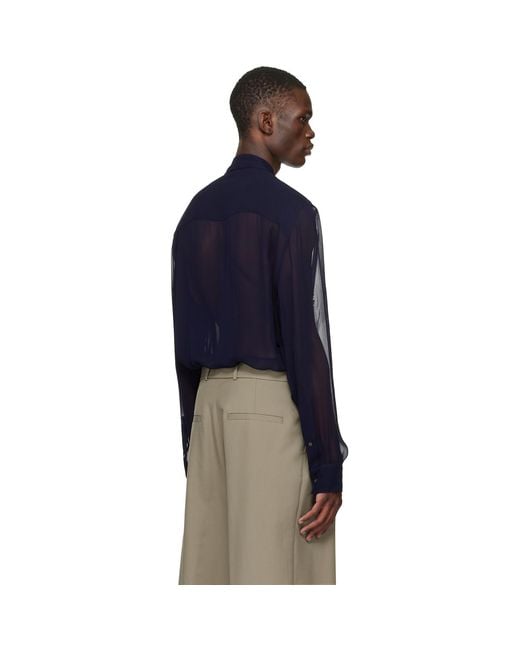 Dries Van Noten Blue Sequinned Shirt for men