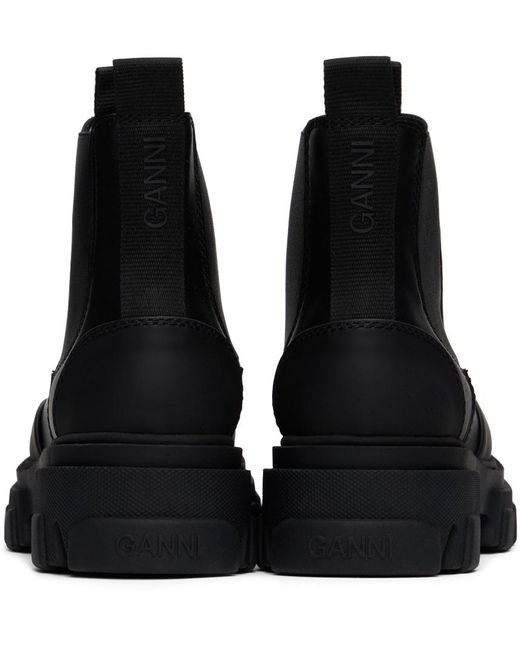 Ganni Stitch Cleated Low Chelsea Boots in Black | Lyst