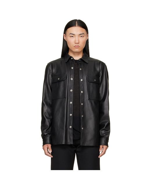Rick Owens Black Tower Leather Overshirt for men