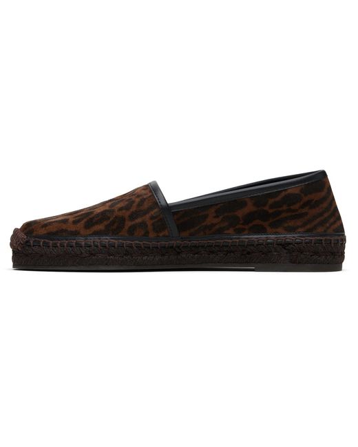 Tom Ford Black Ocelot Print Suede Smooth Calf Espadrilles