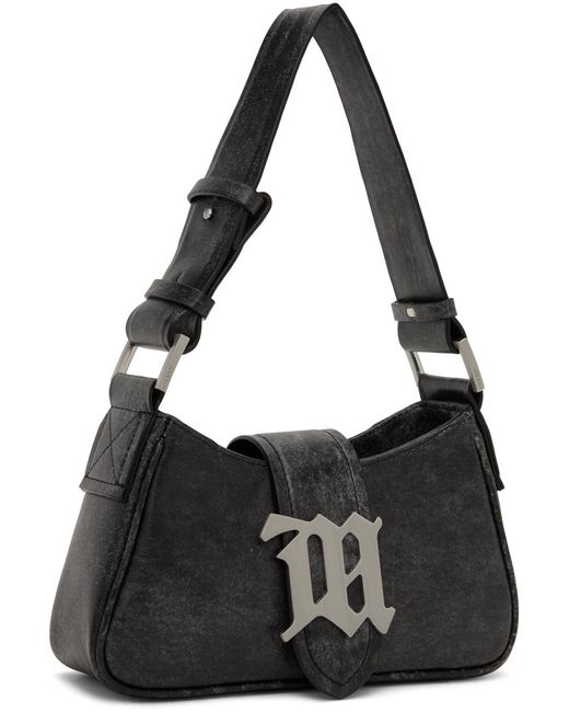 M I S B H V Black Gray Leather Small Bag