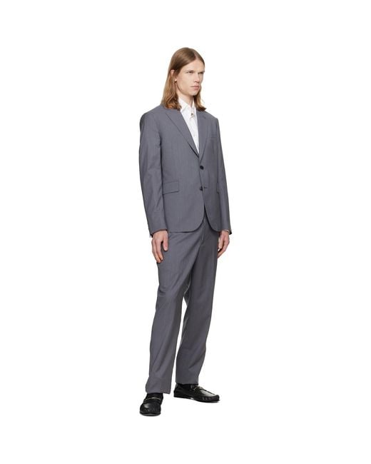 Paul Smith Blue 'The Soho' Tailored-Fit Pinstripe Wool Suit for men