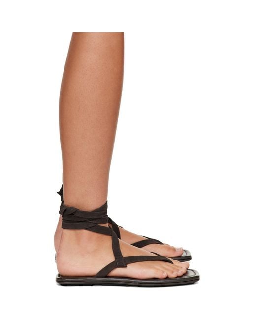 St. Agni Brown Suede Tie Up Sandals