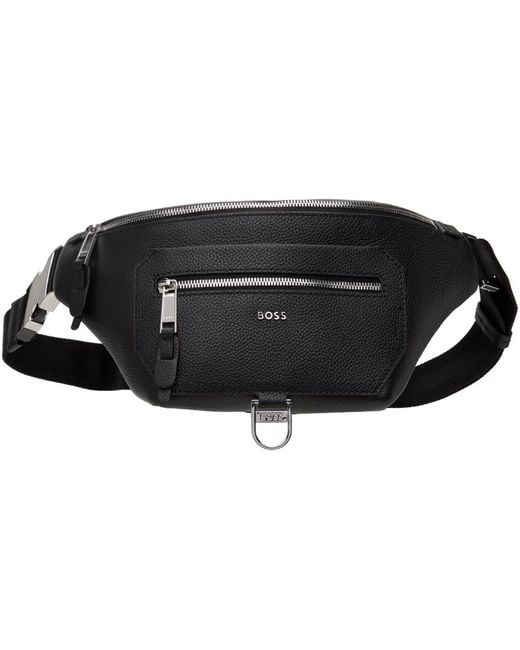Boss Black D-Ring Belt Bag for men