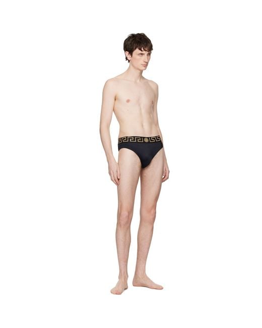 Versace Black Nylon-Blend Swim Briefs for men