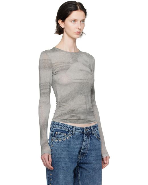 palomawool arcangel Tシャツ Paloma Wool ARCANGEL Printed Long Sleeve Top - Mid Grey