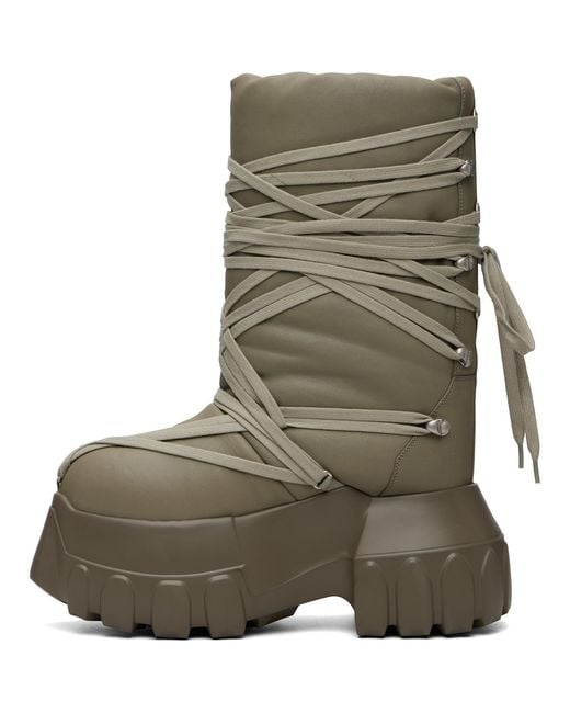 Rick Owens Green Taupe Tower Megalace Lunar Mega Tractor Boots for men