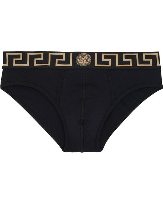 Versace Black Three-Pack Jersey Briefs for men