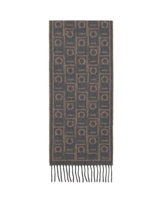 Ferragamo Gray Monogram Scarf for men