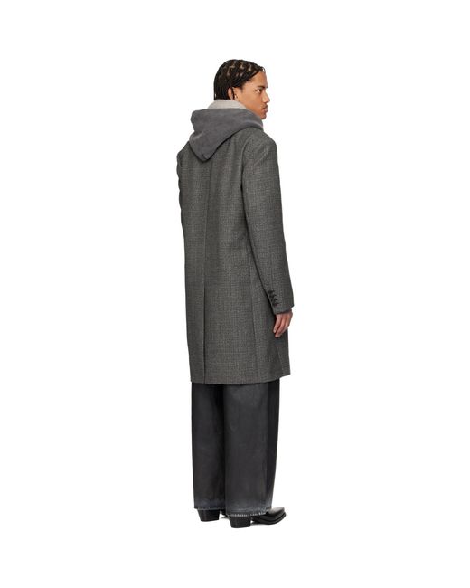 Acne Black Single-Breasted Wool Coat for men