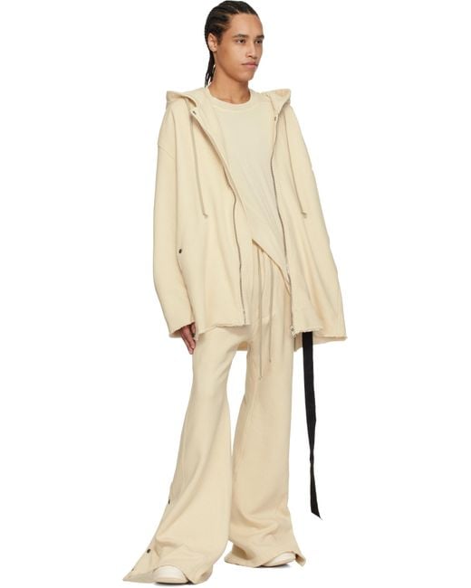 Rick Owens Natural Off- Hollywood Peter Zipped Hoodie for men