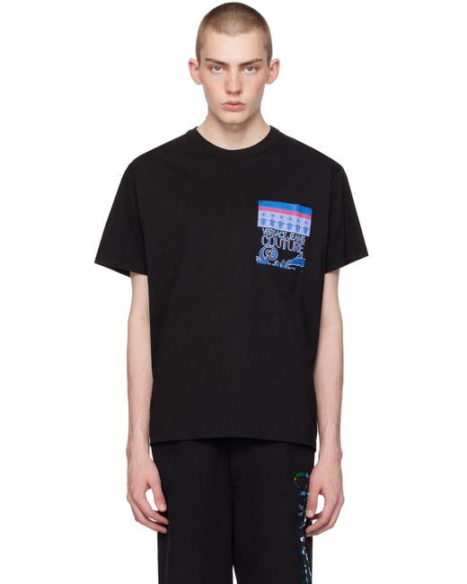 T-shirt noir à images à logo imprimées Versace pour homme en coloris Black