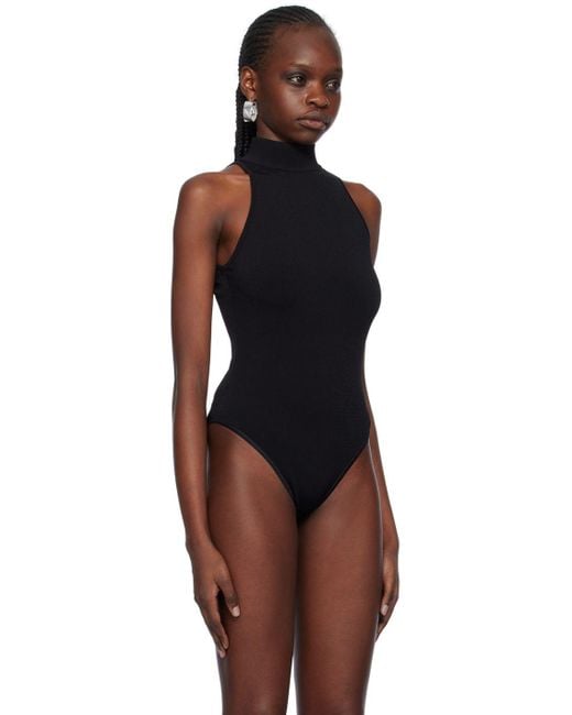 Alaïa Alaïa Mock Neck Bodysuit In Black Lyst