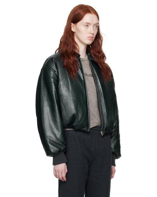 Acne Black Green Coated Faux-leather Jacket