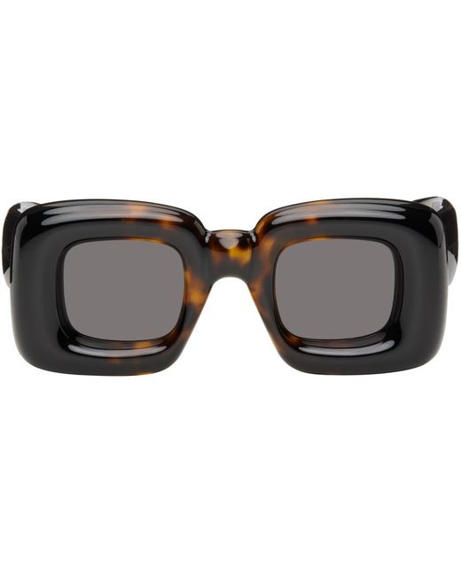 Loewe Black Tortoiseshell Inflated Rectangular Sunglasses