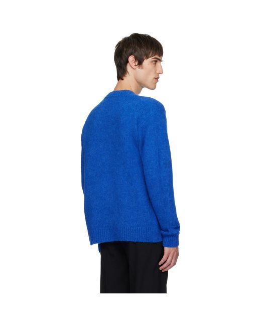 Dries Van Noten Blue Alpaca Cardigan for men