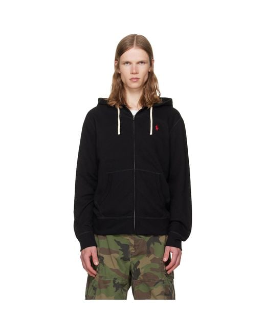 Polo Ralph Lauren Black Fleece Full-Zip Hoodie for men