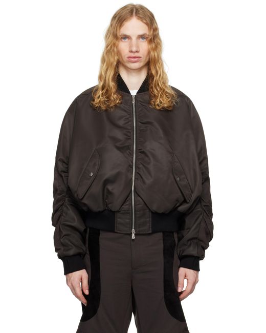 メンズ CMMAWEAR ブラウン C ラウンド ボンバージャケット Black