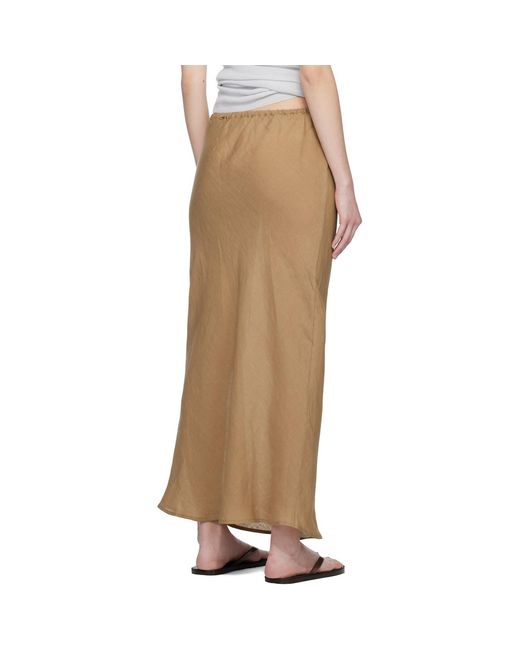 Baserange Multicolor Tan Fine Linen Dydine Maxi Skirt
