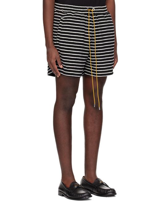 Rhude Black & White Striped Shorts for men