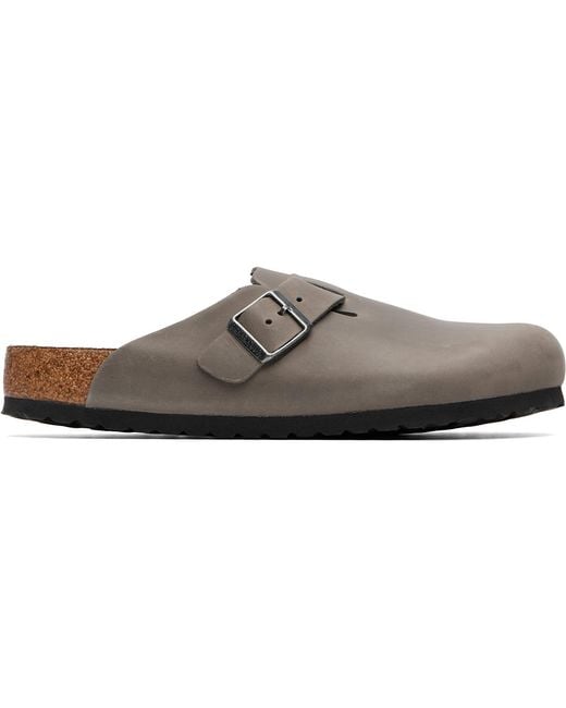 Birkenstock Brown Regular Boston Soft Footbed Oiled Leather Loafers for men