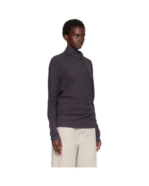 Lemaire Blue Long-Sleeve Scarf T-Shirt