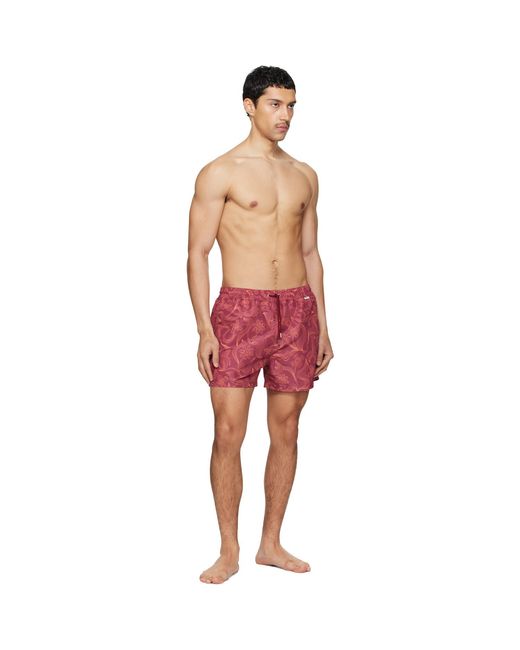 Paul Smith Red Burgundy Knots Swim Shorts for men