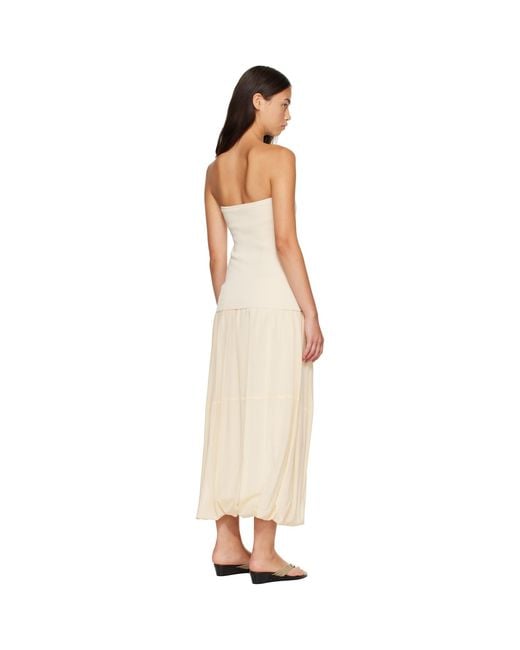 St. Agni Natural Off- Strapless Balloon Hem Maxi Dress
