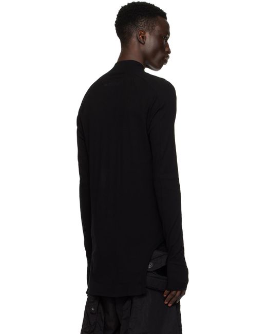 Julius Black Wide Neck Long Sleeve T-shirt for men