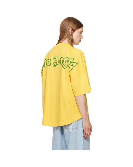Palm Angels Yellow Outline Logo Over T-Shirt for men